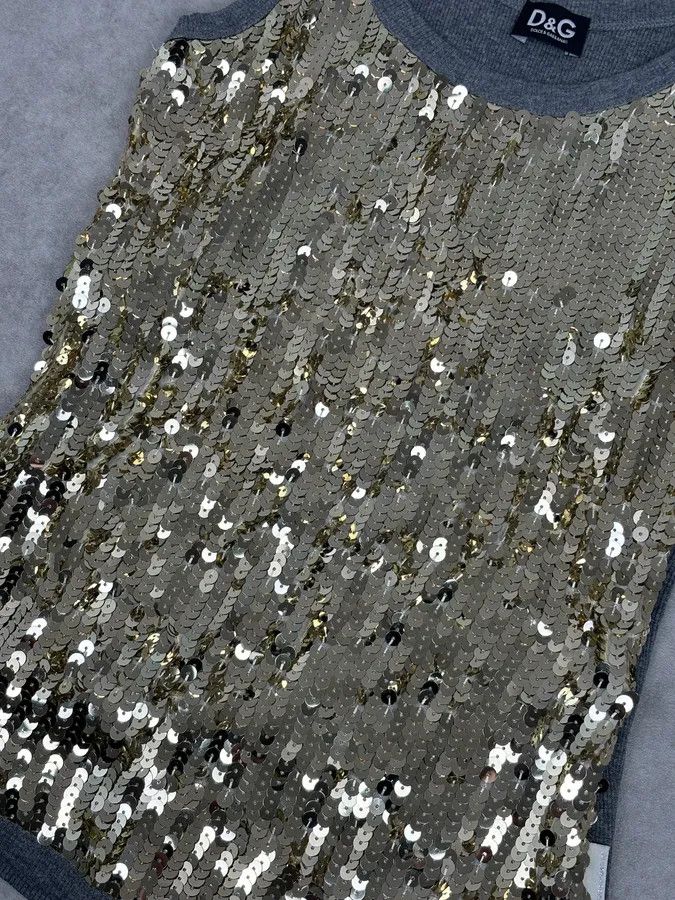 Dolce & Gabbana 2000s Dolce & Gabbana Gold Glitter Tank Top Size S / US 4 / IT 40 - 5 Thumbnail