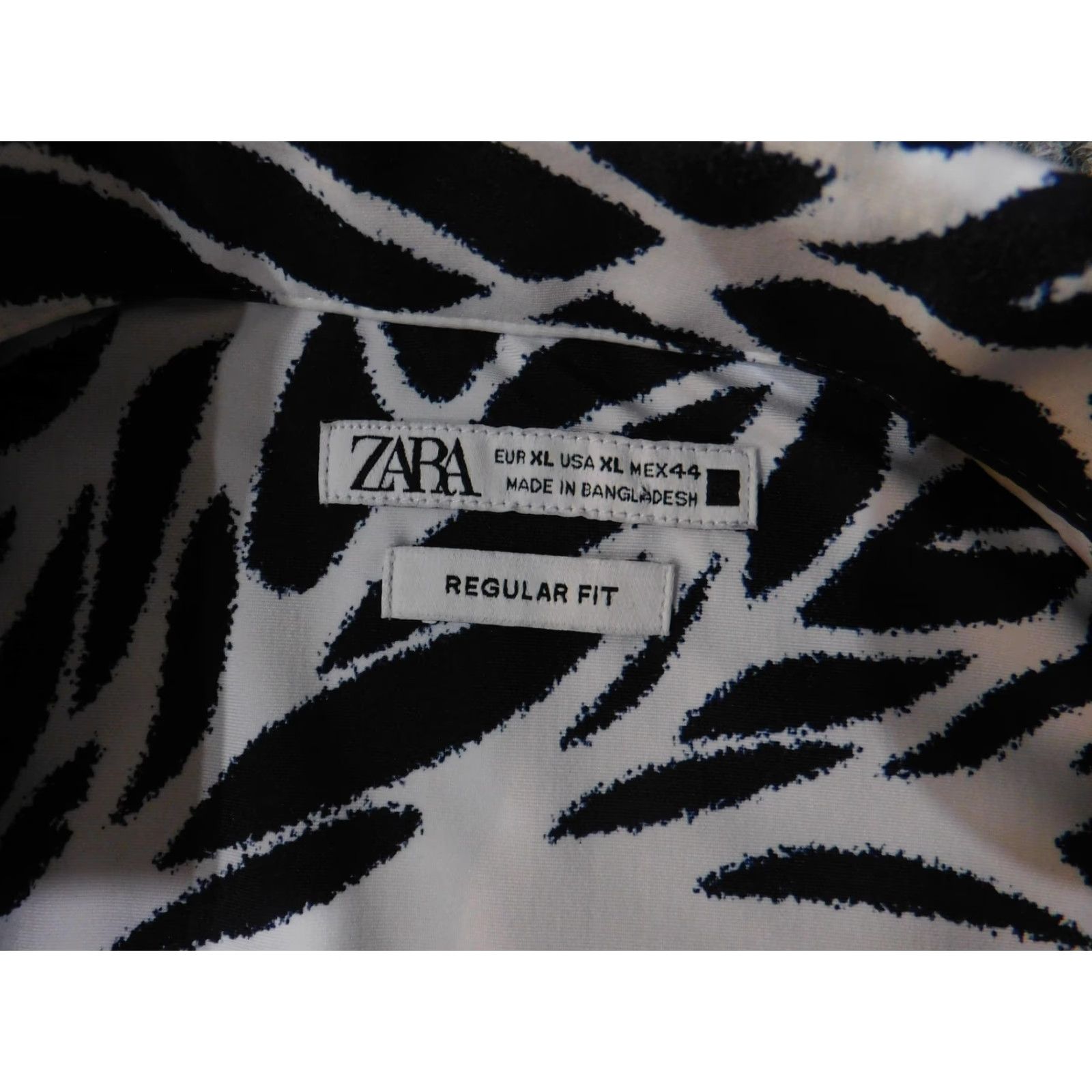 Zara Zara Shirt Mens Extra Large Black White Leaf Print Stretch Soft Button Up Size US XL / EU 56 / 4 - 7 Thumbnail