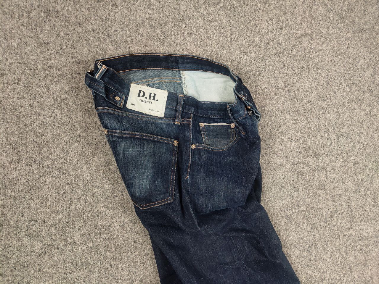 Japanese Brand Vintage D.H. Tribute Japanese Selvedge Faded Denim Jeans Size US 32 / EU 48 - 11 Thumbnail
