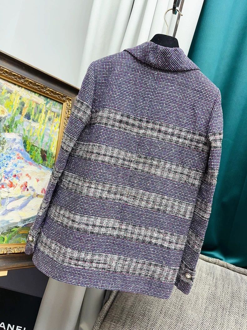 Chanel Chanel 17P purple lapel striped tweed coat Size XS / US 0-2 / IT 36-38 - 9 Thumbnail