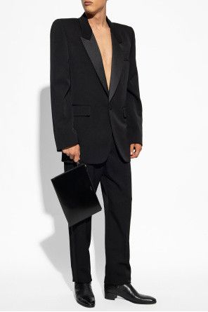 Saint Laurent Paris o1bcso1str1024 Oversized Tuxedo Jacket in Black Size US XL / EU 56 / 4 - 2 Thumbnail