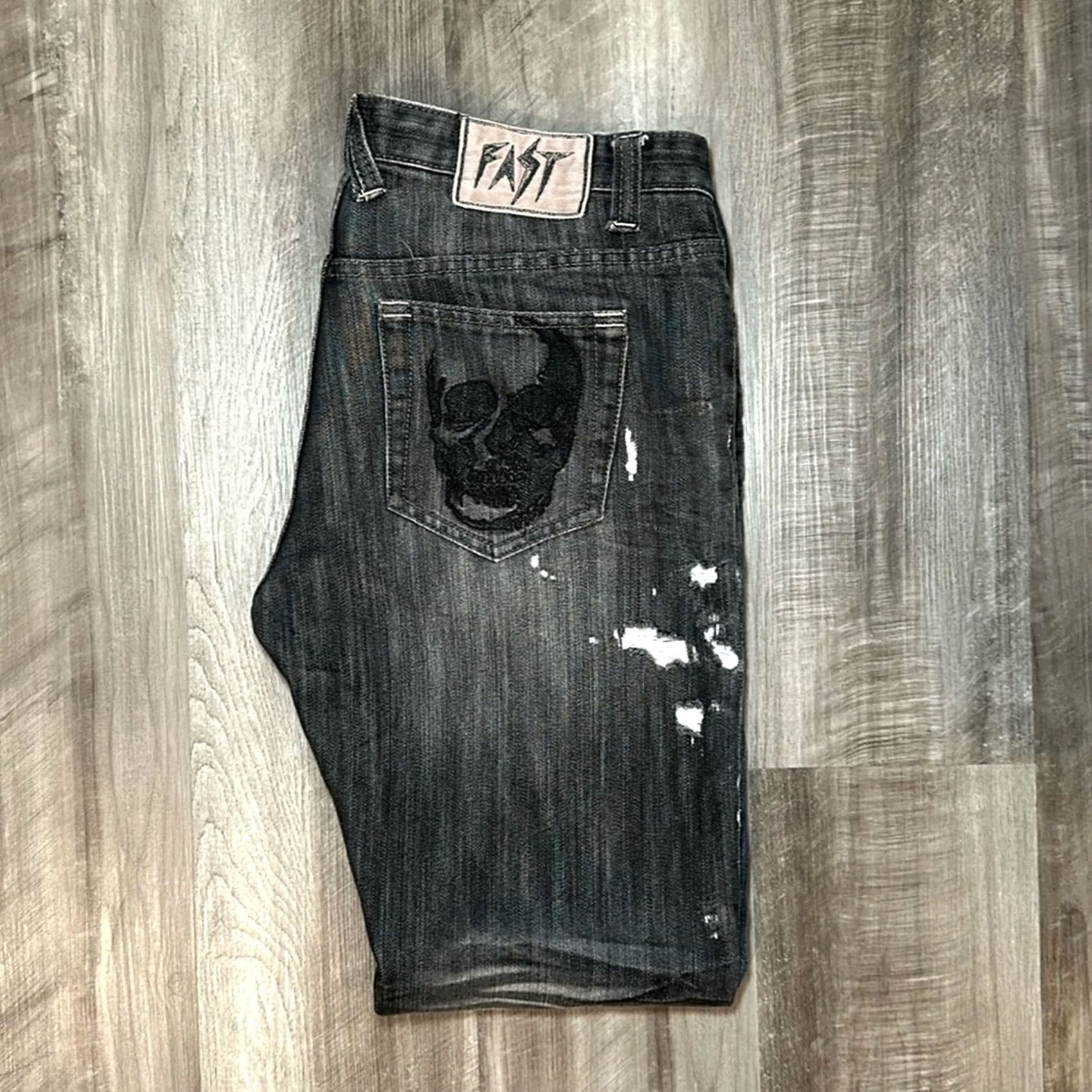 Olive Live Fast Die Young Jeans 36x32 Slim Distressed Size US 36 / EU 52 - 2 Thumbnail