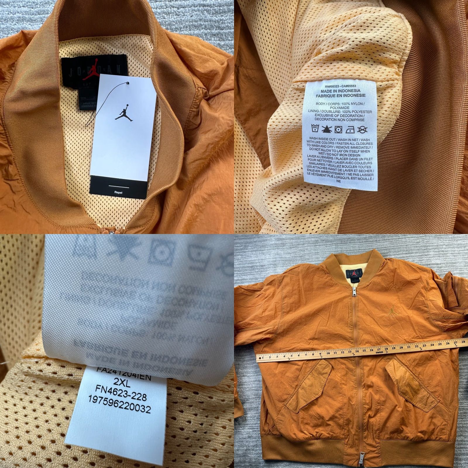Jordan Brand Jordan Jacket Mens 2XL Orange Renegade Essentials Lightweight Bomber Windbreaker Size US XXL / EU 58 / 5 - 8 Thumbnail