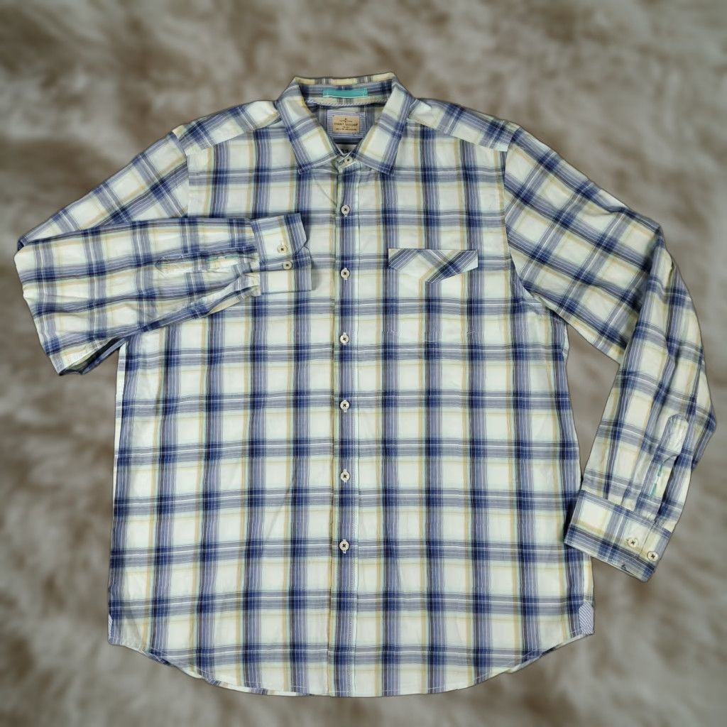 Tommy Bahama Tommy Bahama Shirt Mens Large Blue Plaid Cotton Button-Up Long Sleeve Size US L / EU 52-54 / 3 - 1 Thumbnail