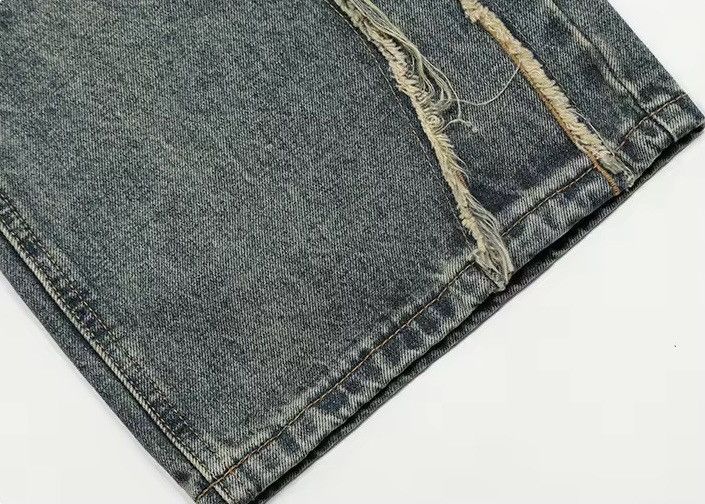 Jean Vintage Blue Graphic Splicing Baggy Jeans Size US 31 - 7 Thumbnail