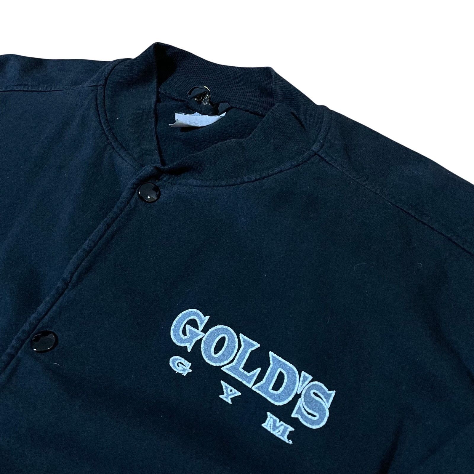 Vintage Vintage 80s Gold's Gym Black Button Up Sweatshirt - Size M Size US M / EU 48-50 / 2 - 4 Thumbnail