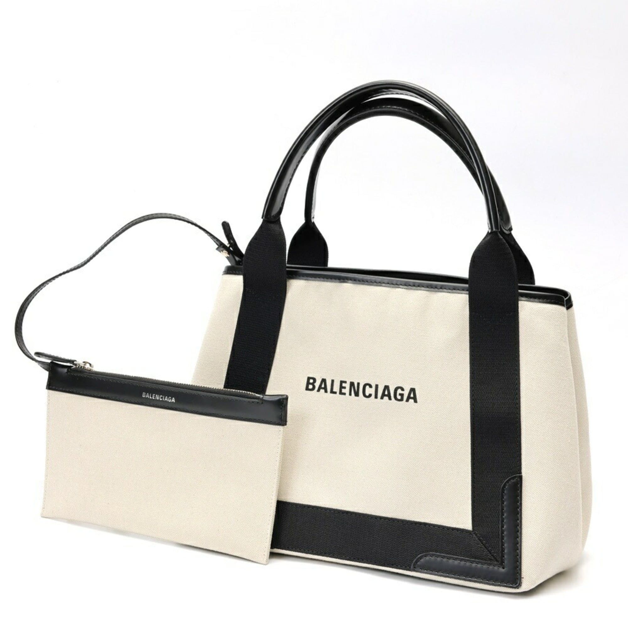 Balenciaga Balenciaga Navy Cabas S Tote Bag 339933 Canvas Leather Natural Black Size ONE SIZE - 1 Thumbnail