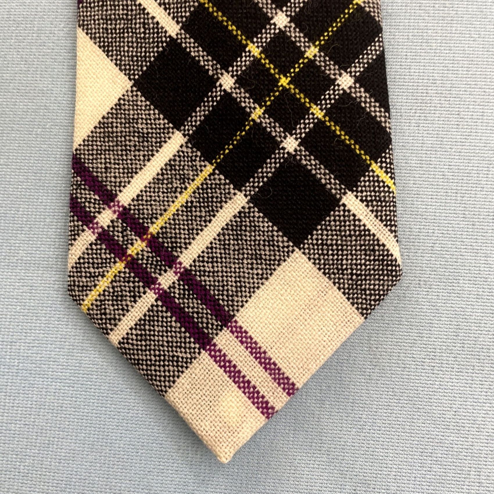 Vintage VINTAGE Macpherson Scotland 100% New Wool Cloth Tie Plaid Purple Blue Necktie 3x54 EUC | Designer | Mens Size ONE SIZE - 2 Thumbnail