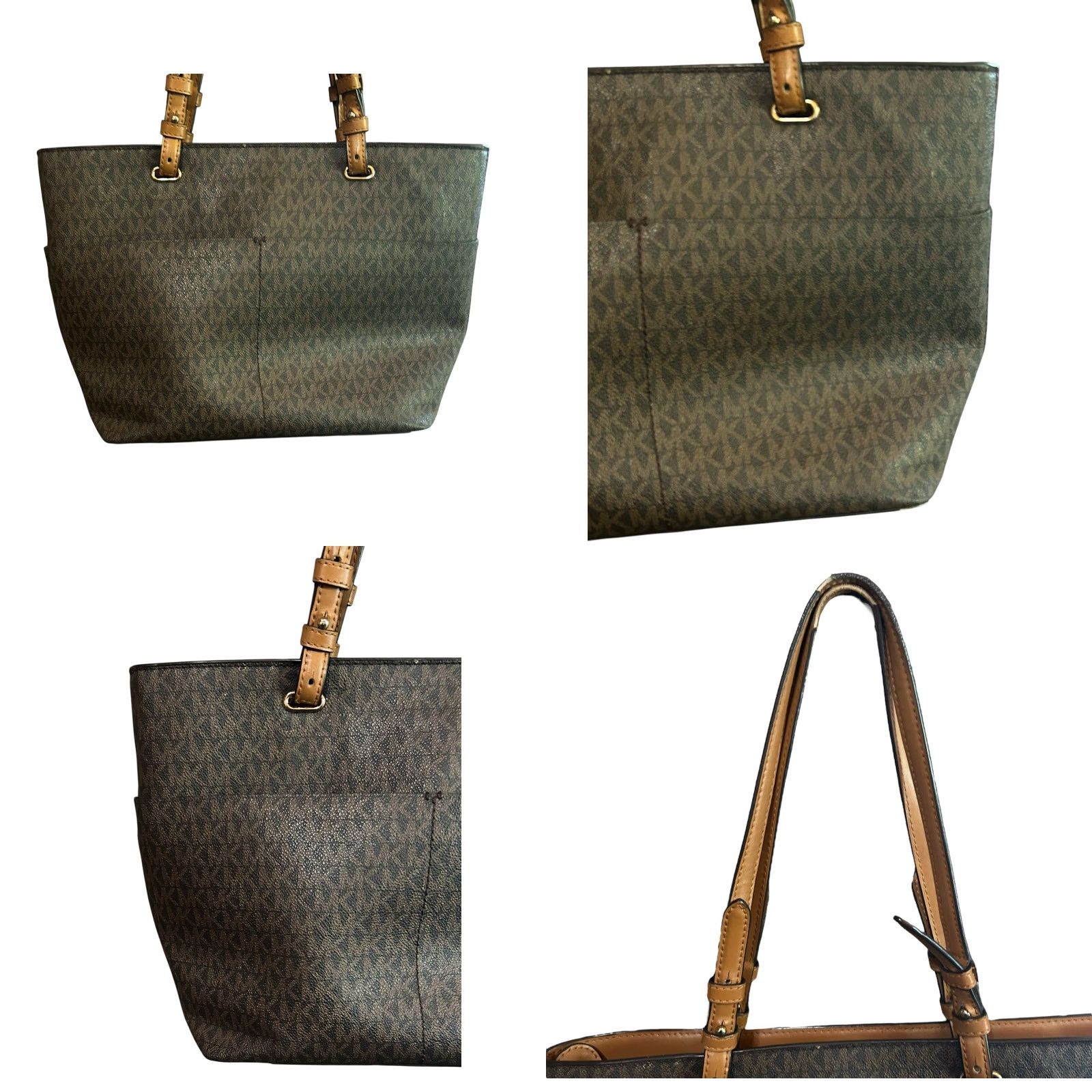 Michael Kors MICHAEL KORS Jet Set Travel Medium Double Pocket Tote Shoulder Bag MK Brown Read Womens Bag Size ONE SIZE - 10 Thumbnail