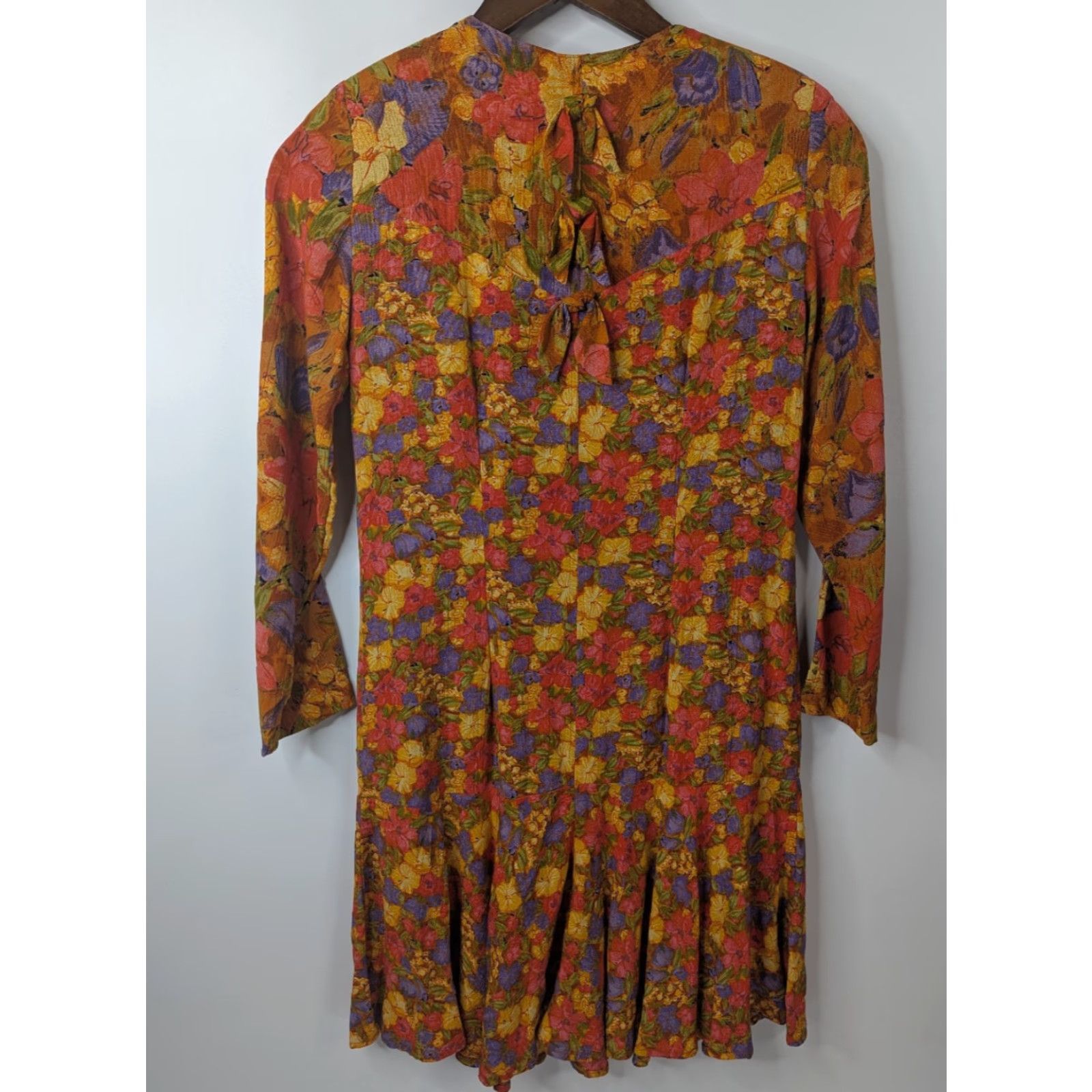 Vintage VINTAGE Carole Little Dress Women’s 2 Orange Floral Lightweight Rayon Gauze Boho Dress Size XS / US 0-2 / IT 36-38 - 3 Thumbnail