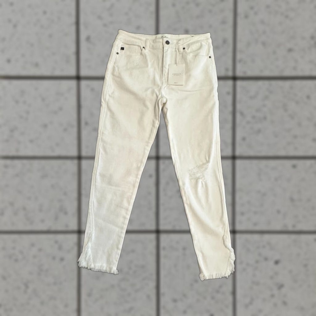 Vintage NWT KanCan Women Denim High Rise Ankle Skinny Pants White 11/29 Zip Closure Cotton Polyester Spandex Rayon Jeans Shoes?? Size 32" / US 10 / IT 46 - 1 Thumbnail