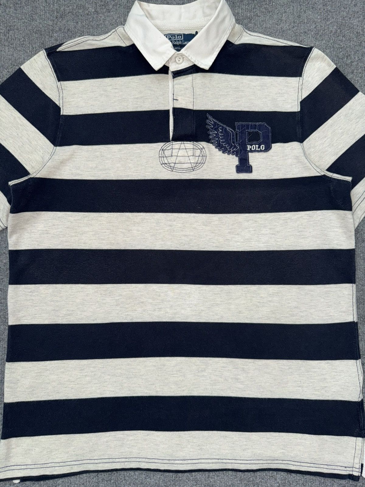 Polo Ralph Lauren Vintage Polo Ralph Lauren P Patch Stripe Pique Polo Shirt Size US L / EU 52-54 / 3 - 2 Thumbnail