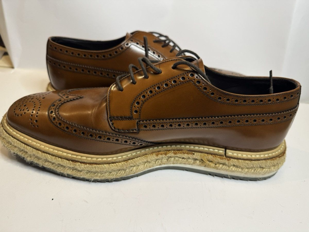 Prada Prada Levitate Espadrille Wingtip Brogues - Cognac Leather- Size US 9.5 / EU 42-43 - 4 Thumbnail