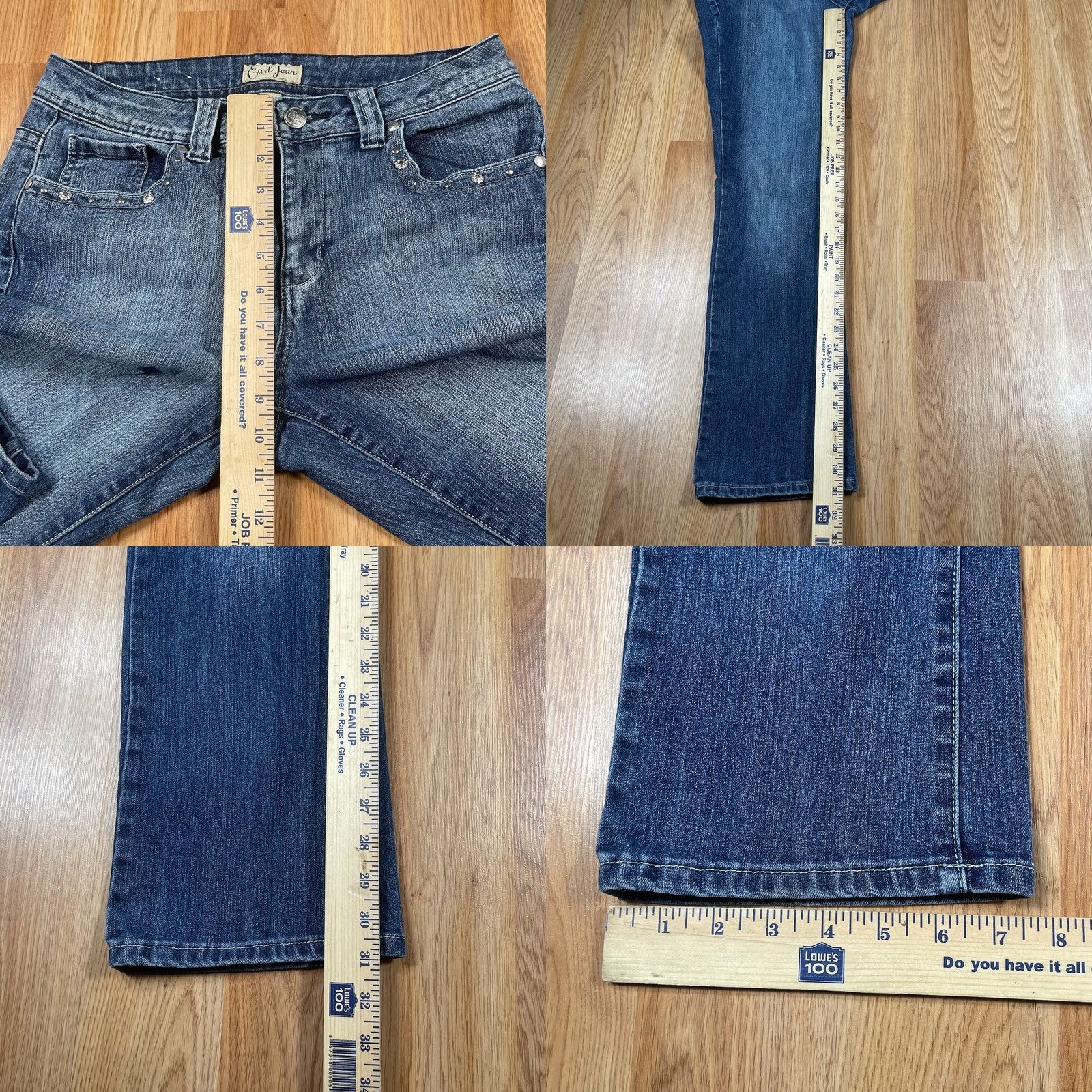 Vintage Earl Jean Jeans Womens 10 Blue Straight Leg Flat Front Stretch Denim Size Size 32" / US 10 / IT 46 - 8 Thumbnail