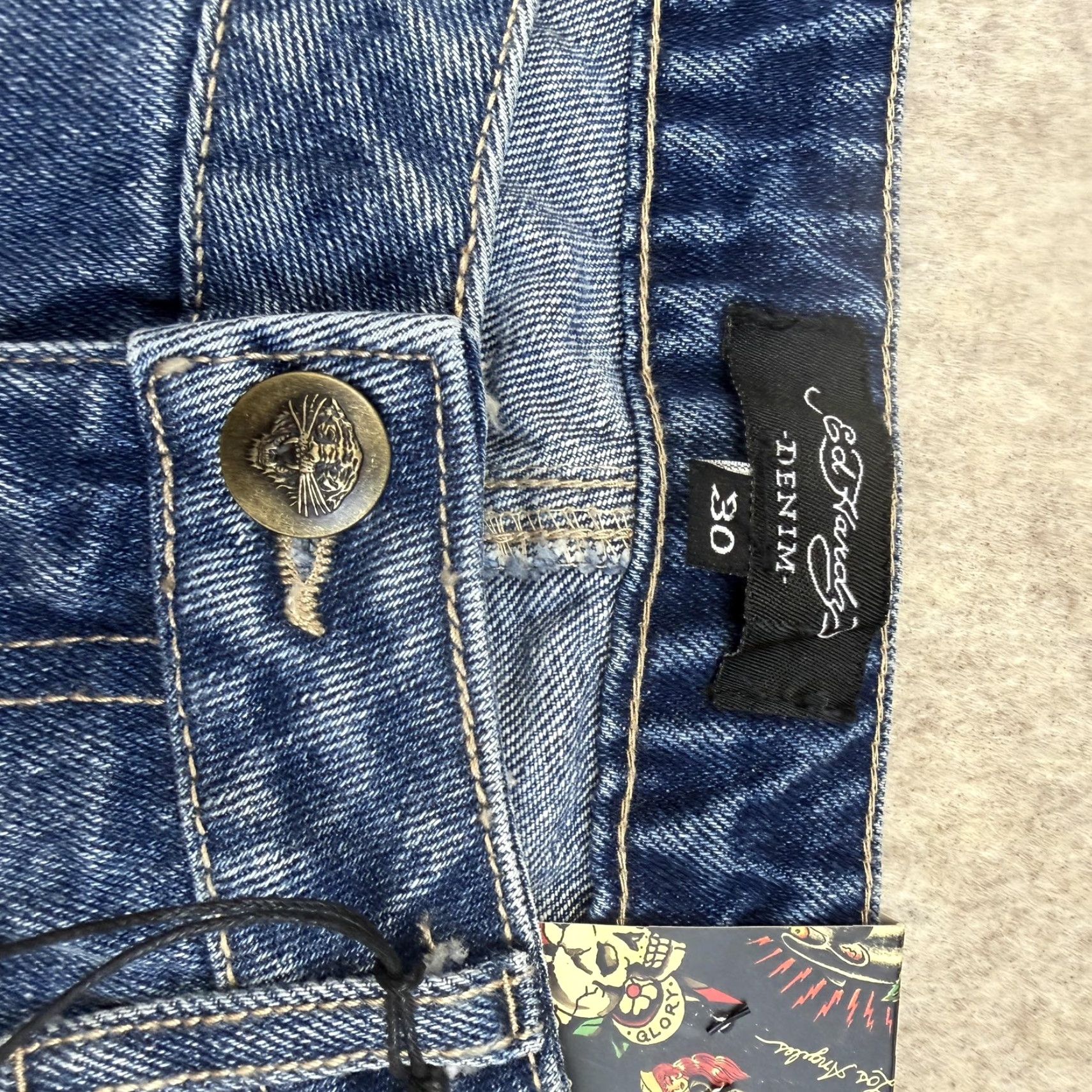 Ed Hardy Ed Hardy Jeans Mens 30 Light Wash Baggy Koi Dragon Tiger Snake Graphic Jeans Size US 30 / EU 46 - 5 Thumbnail