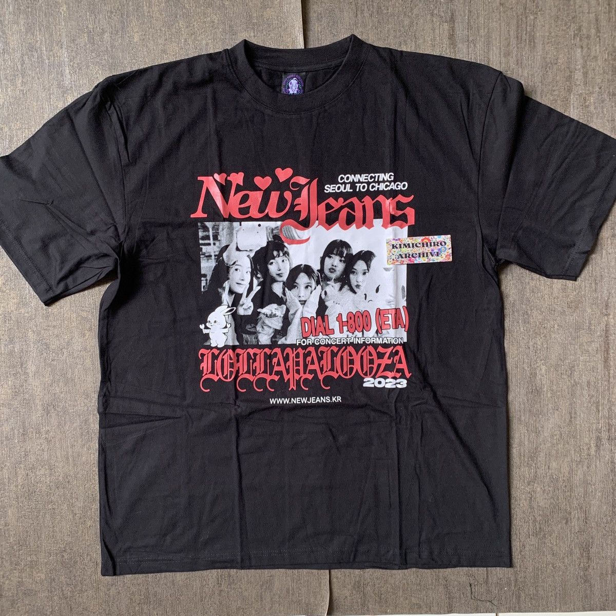 image of Band Tees x Rap Tees Newjeans X Lollapalooza X New Jeans X Kpop Tees X Bts Ador in Black (Size XL)