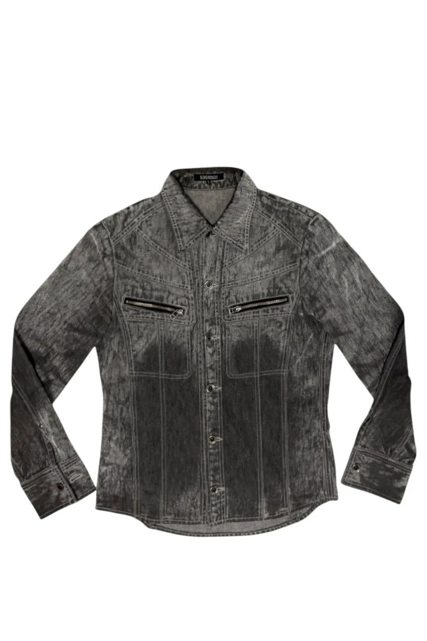 5351 POUR LES HOMMES Japanese brand grey two tone marble wash denim jacket Size US M / EU 48-50 / 2 - 1 Thumbnail