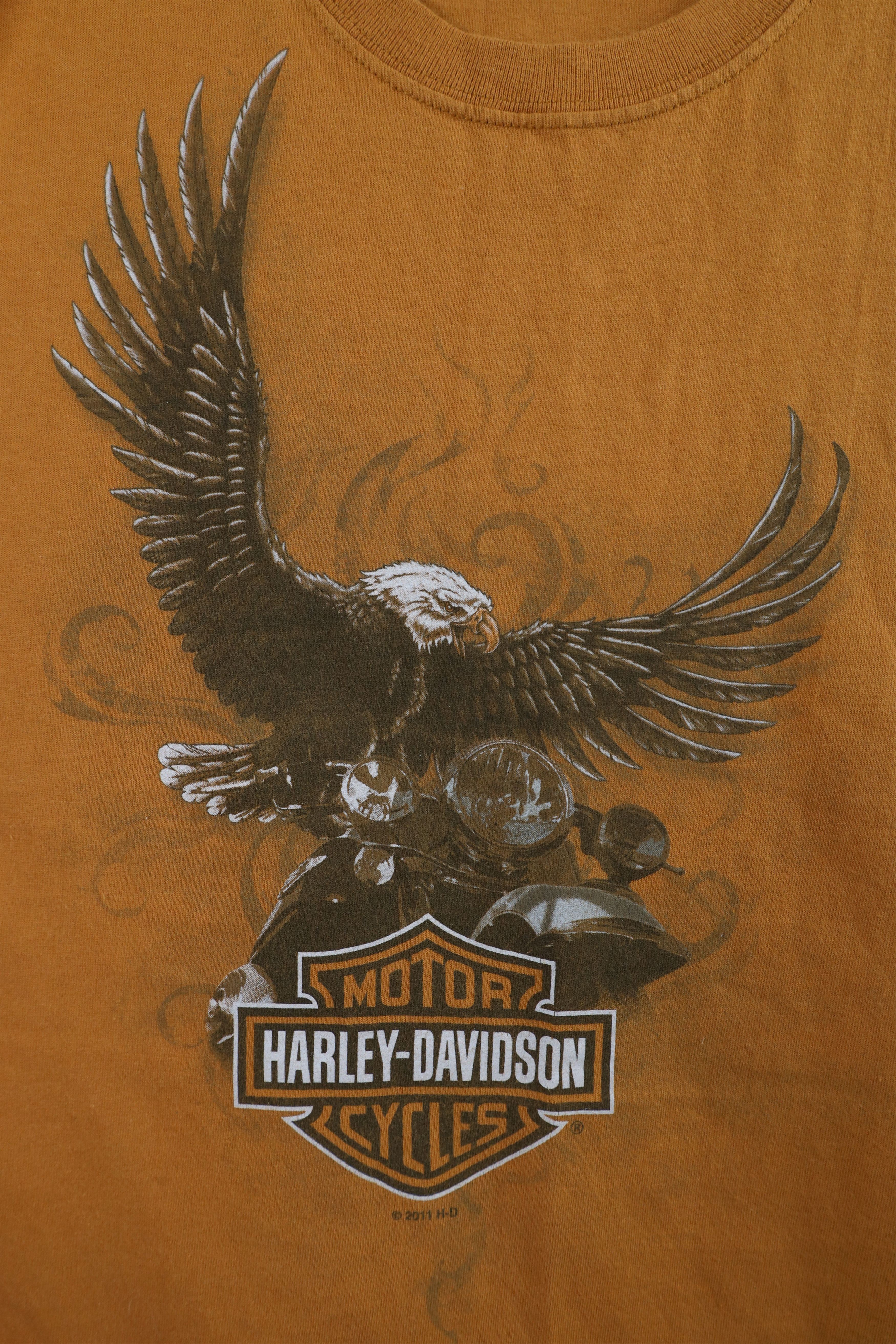 Harley Davidson × Vintage Vintage Y2K Harley Davidson Out Eagle Tribal T-Shirt Orange Size US XL / EU 56 / 4 - 4 Thumbnail
