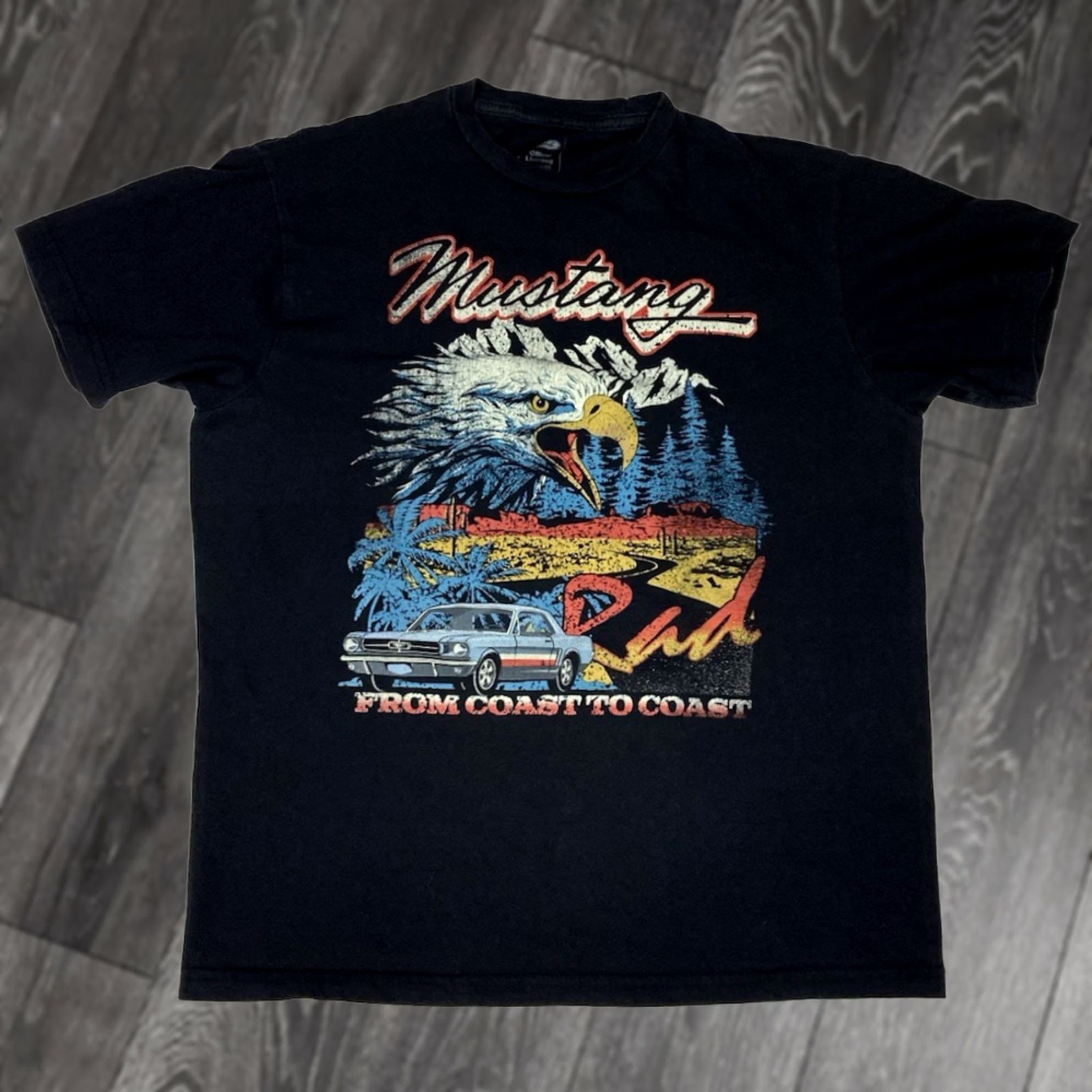 Ford FORD MUSTANG Retro Graphic T-shirt Women L Black Short Sleeve Size L / US 10 / IT 46 - 1 Thumbnail