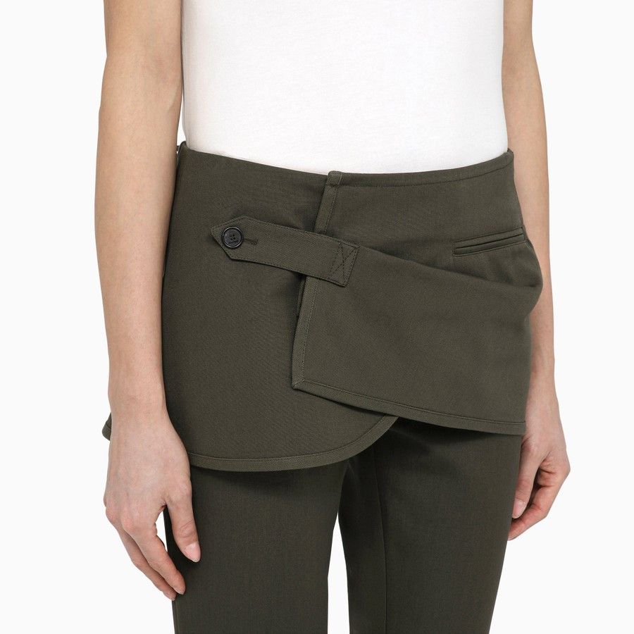 Courreges o1d2blof0824 Cotton Mini Skirt Trousers in Military Green Size 26" / US 2 / IT 38 - 5 Thumbnail