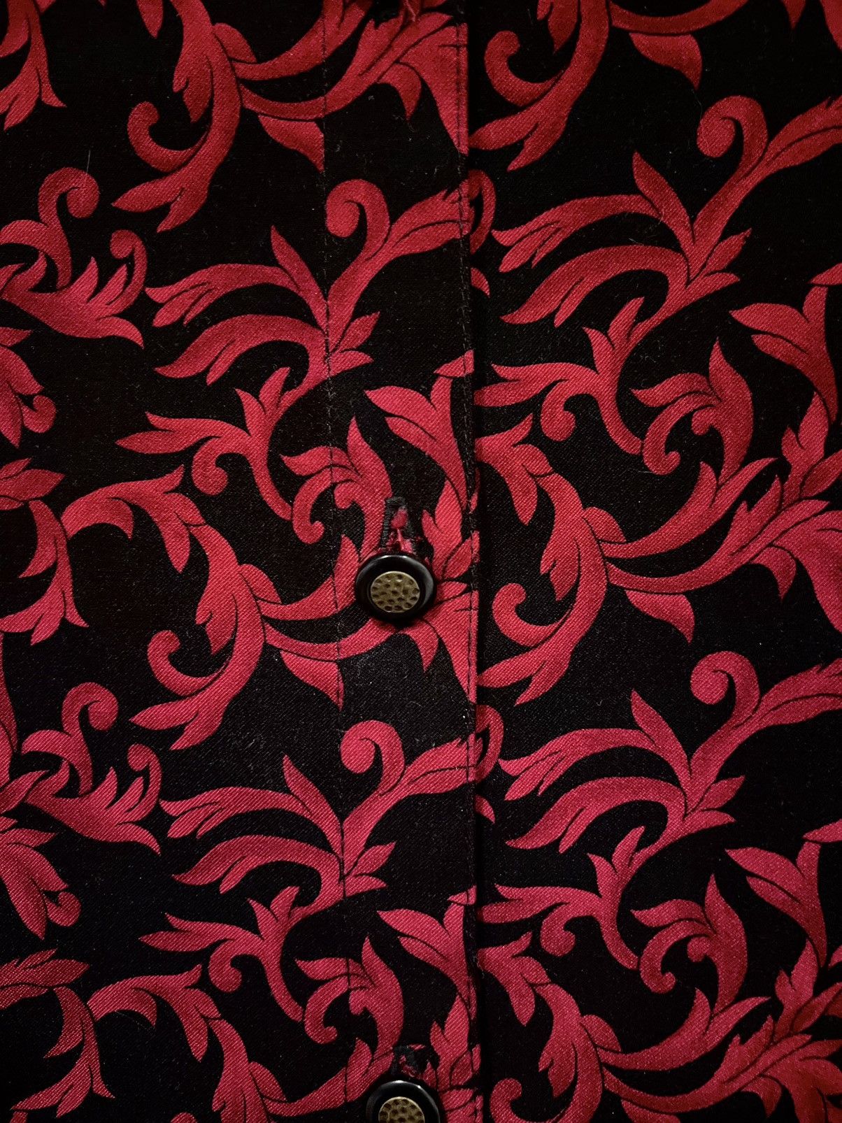 Other Vintage CM Shapes Black & Red Baroque Button-Up Shirt – 90s Size L / US 10 / IT 46 - 6 Thumbnail