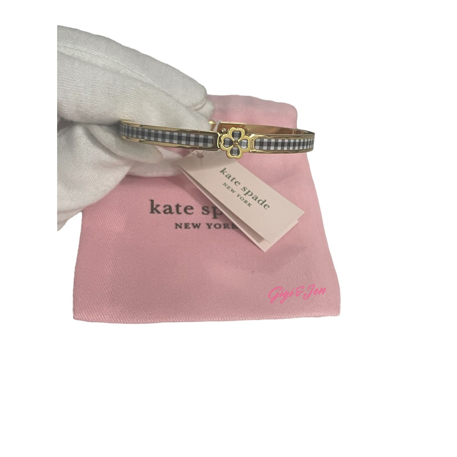 Kate Spade Kate Spade Thin Hinged Bangle Bracelet Black Plaid New Size ONE SIZE - 3 Thumbnail