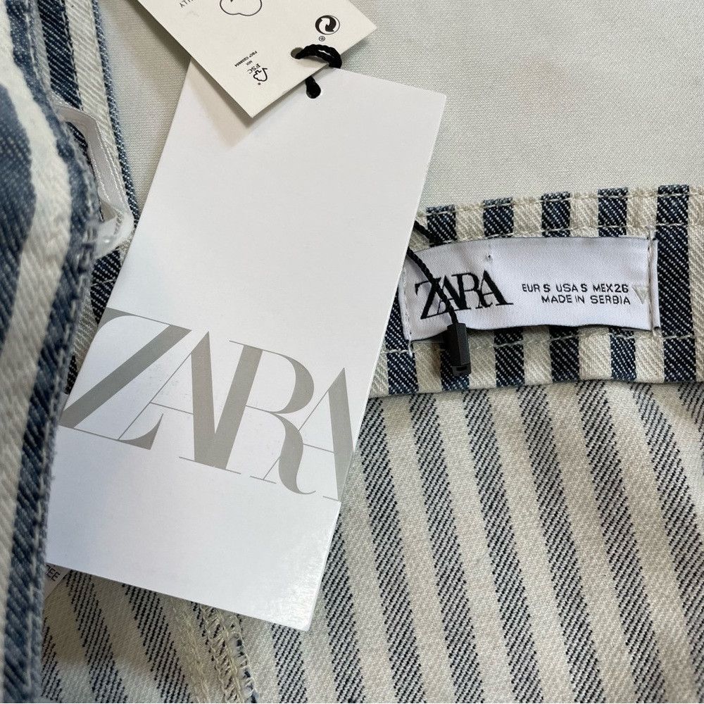Zara NWT New Zara Striped Denim Crop Top Size S Size S / US 4 / IT 40 - 6 Thumbnail