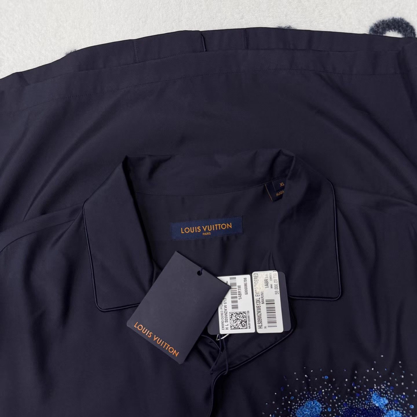 Louis Vuitton LV Blue Heavy Embroidered Silk Jacket Q10 Size US XL / EU 56 / 4 - 5 Thumbnail