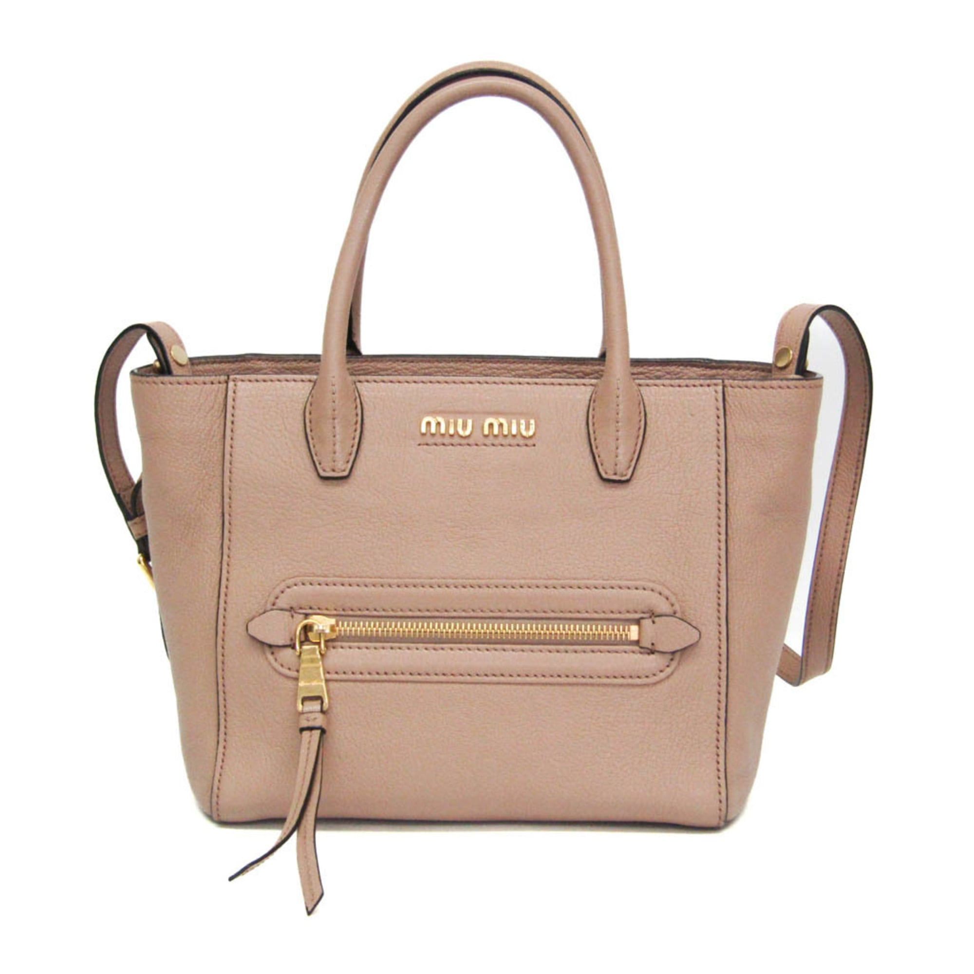 Miu Miu Miu Miu Madras 5BG143 Women's Leather Handbag,Shoulder Bag Pink Beige Size ONE SIZE - 1 Thumbnail