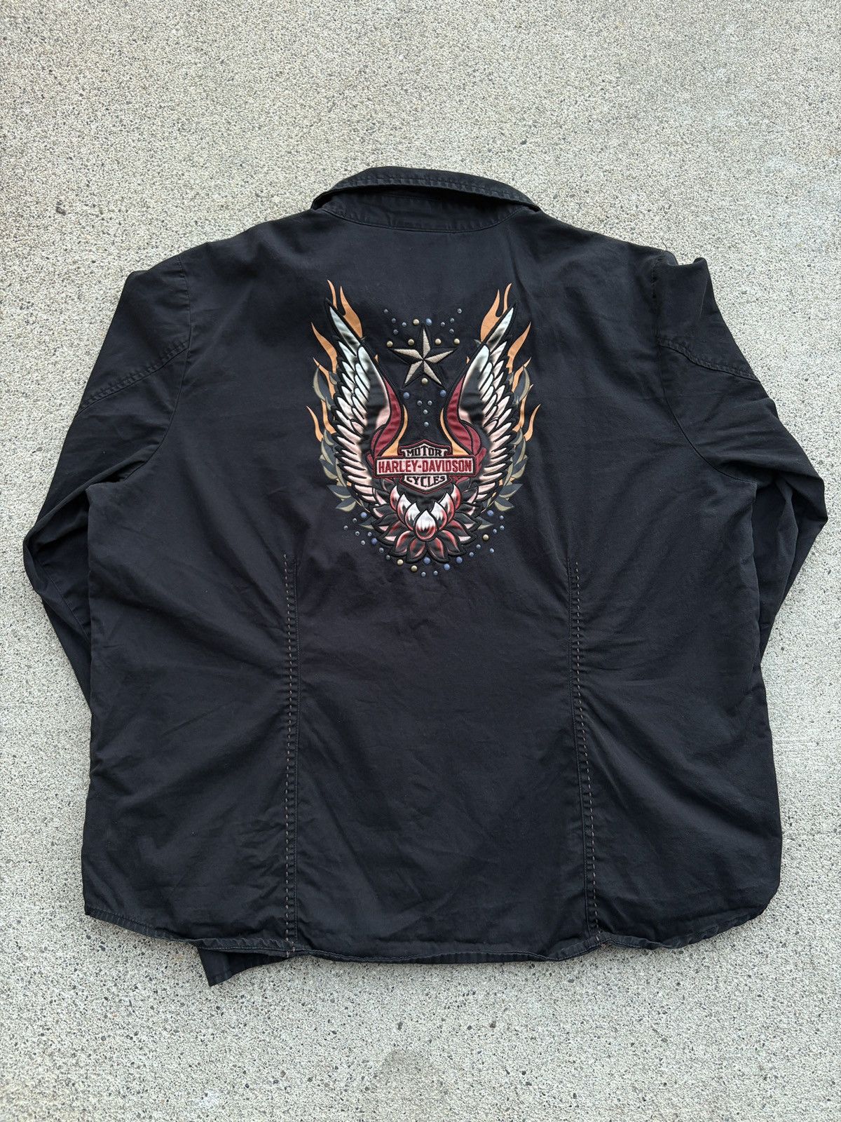 Affliction × Harley Davidson × Roar 2000s Harley Davidson Affliction-Like L/S Button Up Size M Size M / US 6-8 / IT 42-44 - 2 Thumbnail