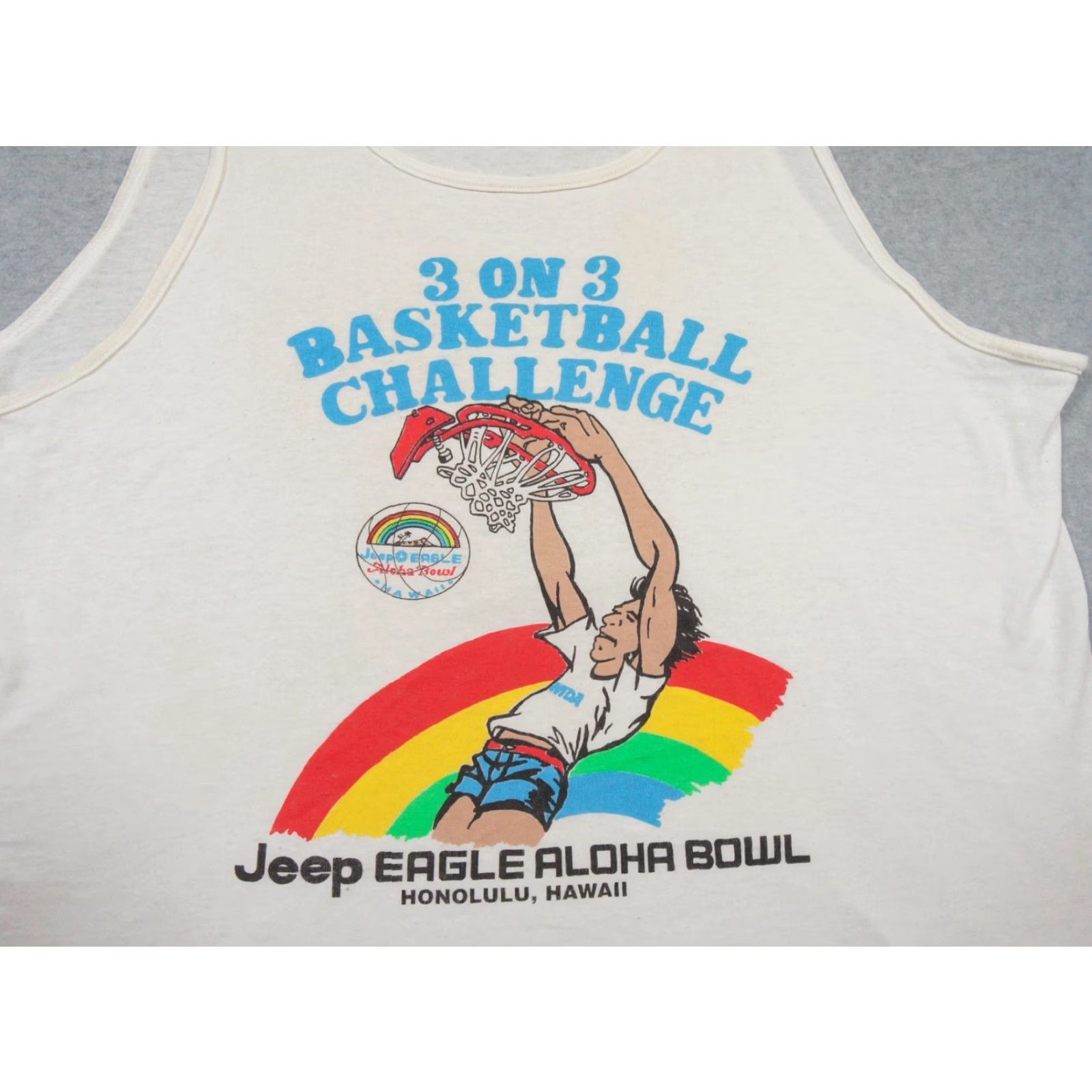 Other VINTAGE Jeep Eagle Aloha Bowl - 3 on 3 Basketball Challenge Tank Shirt Mens XL White Graphic Print Sports Hawaii 1990s Mens Size US XL / EU 56 / 4 - 2 Thumbnail