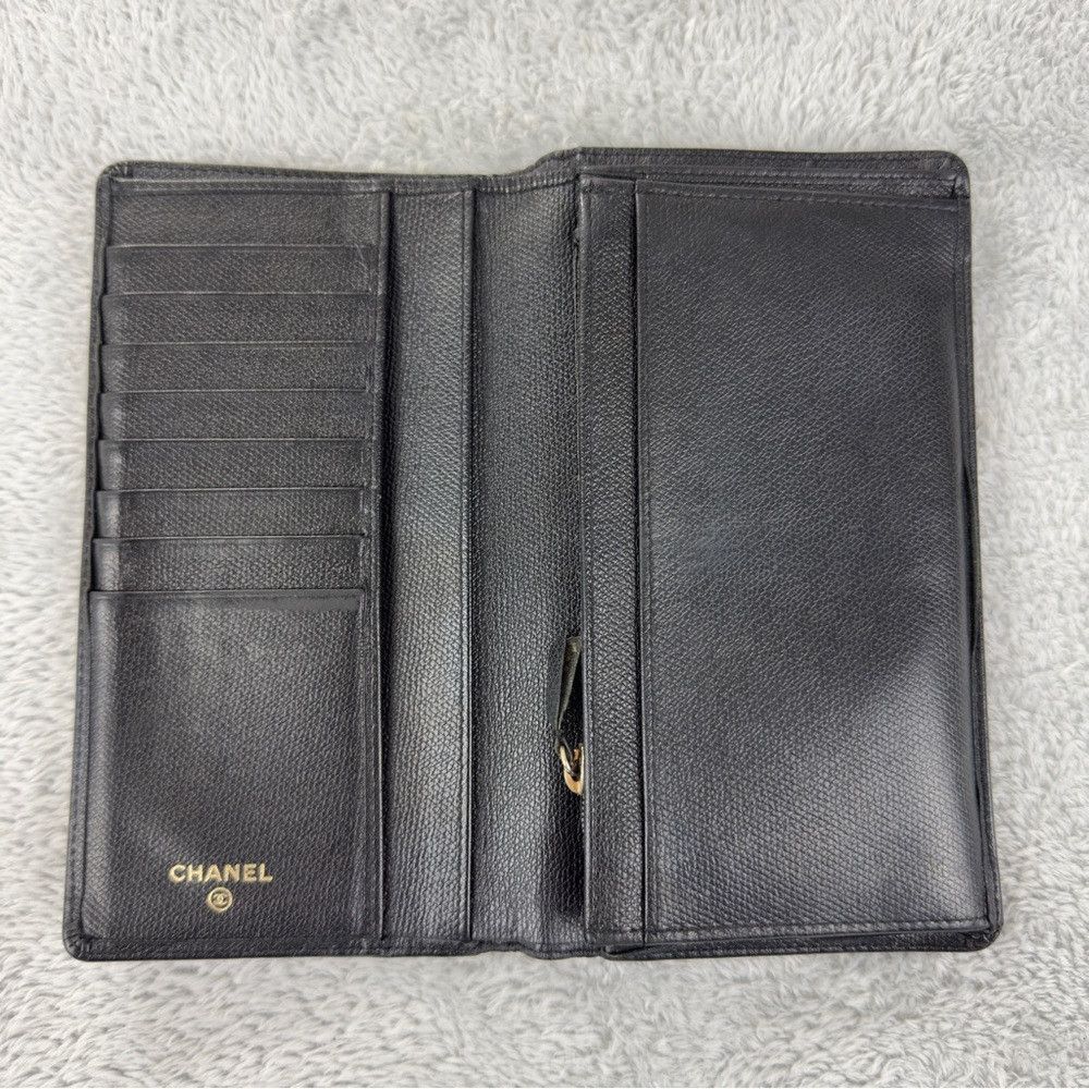 Chanel CHANEL Coco Button Leather Long Bifold Wallet Black 100% Au Size ONE SIZE - 3 Thumbnail