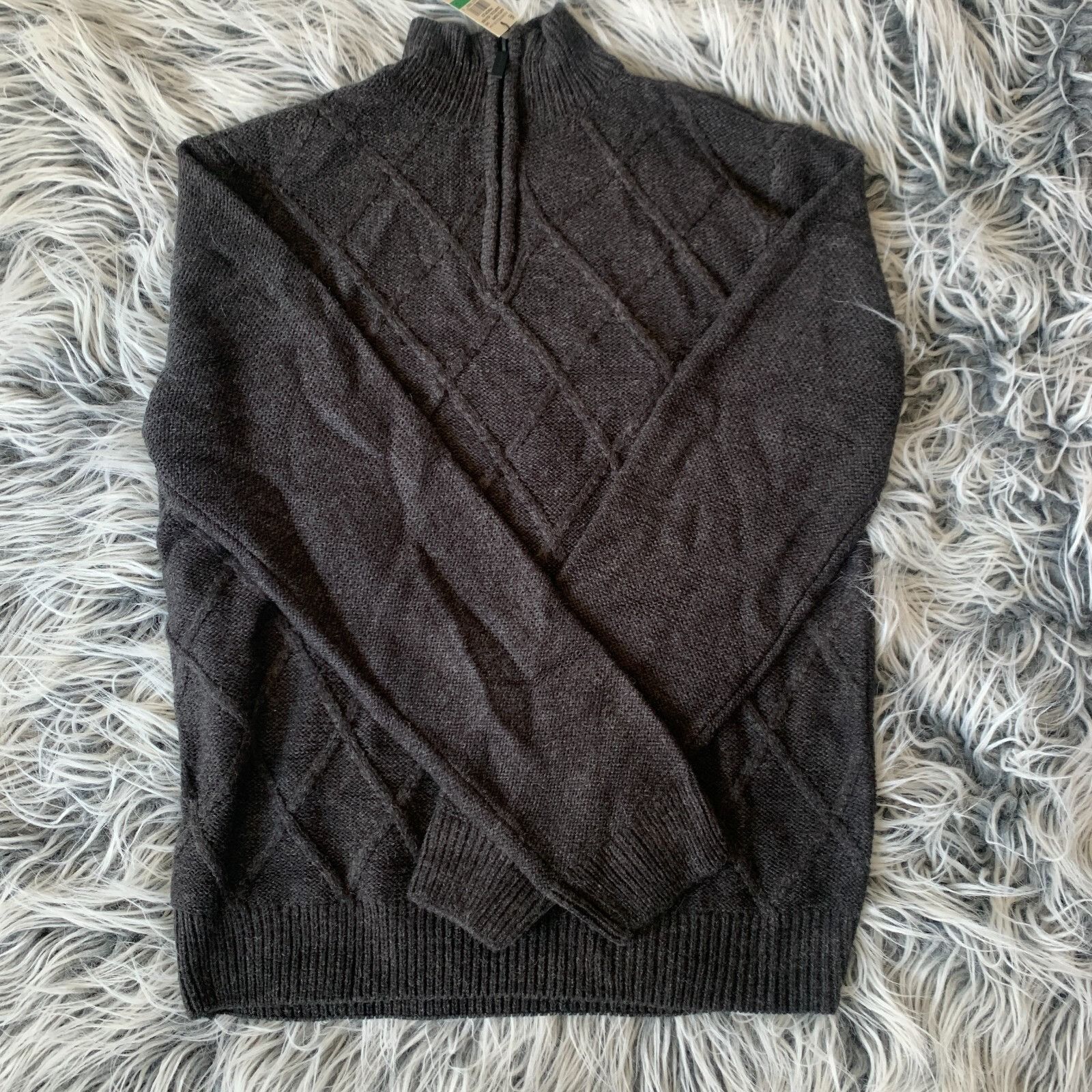 Perry Ellis Perry Ellis Mens Quarter Zip Sweater Size L Soft Cable Knit Size US L / EU 52-54 / 3 - 1 Thumbnail