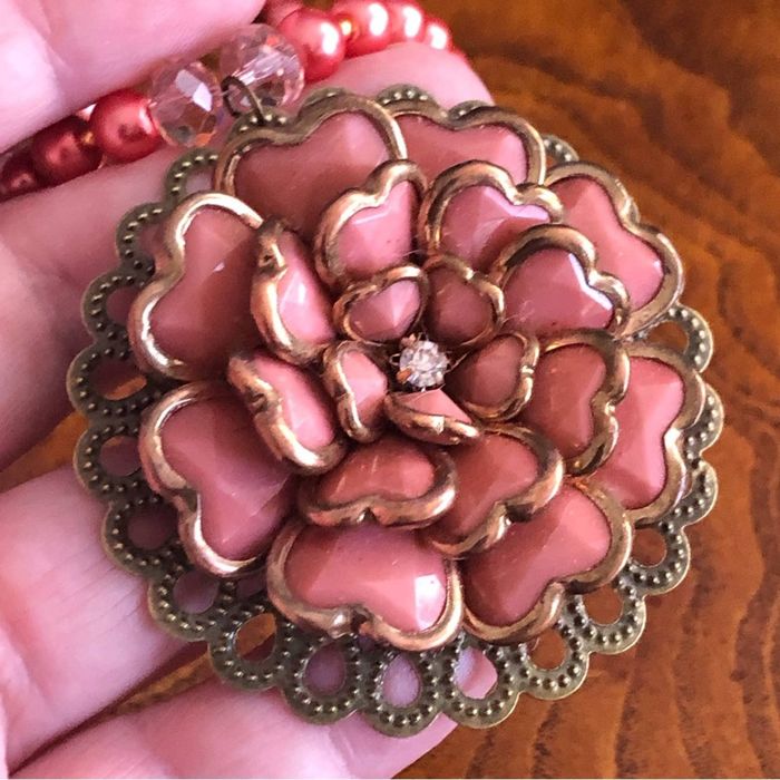 Handmade Handcrafted repurpose rose floral cluster Pearl necklace Grailed