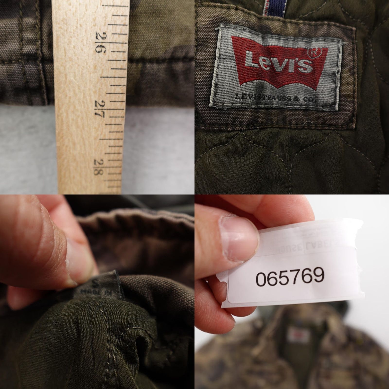 Levi's Levis Jacket Mens Small Green Camo Field Utility Chore Coat Quilted Full Zip Up Size US S / EU 44-46 / 1 - 8 Thumbnail