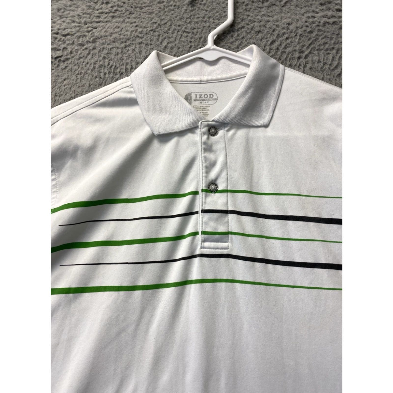 Izod IZOD Polo Shirt Mens S White Blue Striped Collared Golf Short Sleeve /42-69 Size US S / EU 44-46 / 1 - 2 Thumbnail