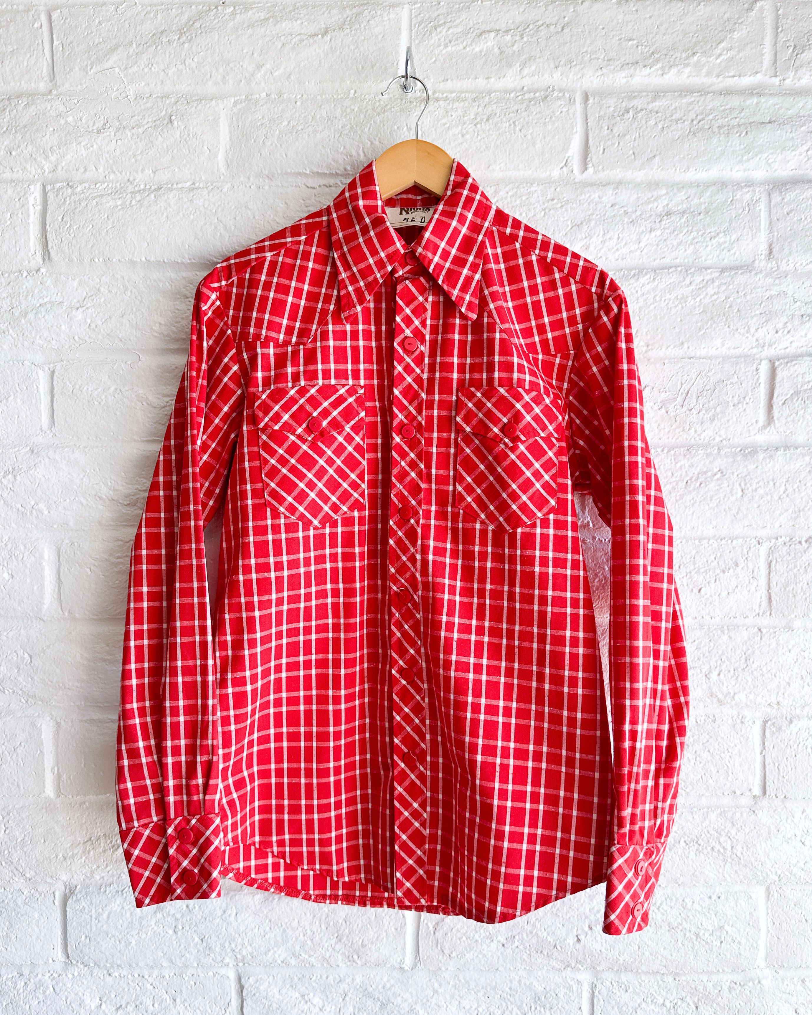 Vintage Vintage 90s Knott's Berry Farm Gingham Plaid Shirt Red White Size US M / EU 48-50 / 2 - 1 Thumbnail
