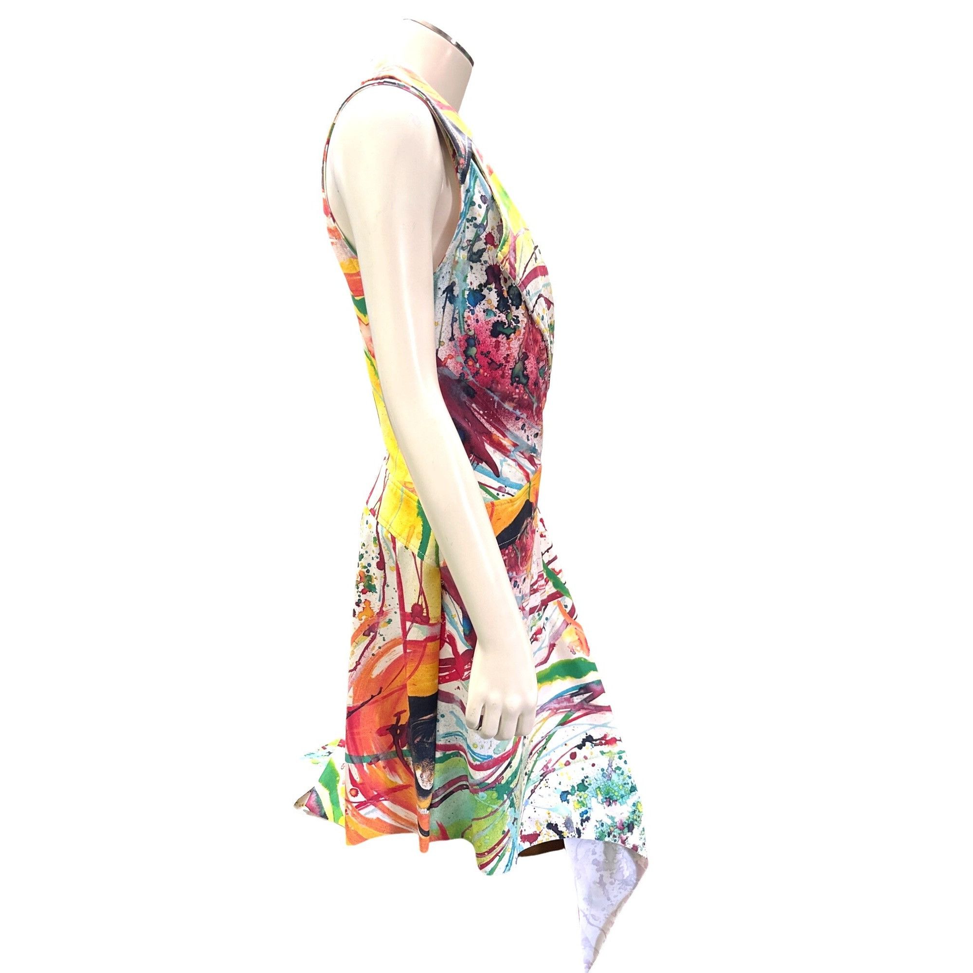 Other Albert Makali Multicolor Tie Dye Dacron Asymmetrical Hem Sle Size M / US 6-8 / IT 42-44 - 5 Thumbnail