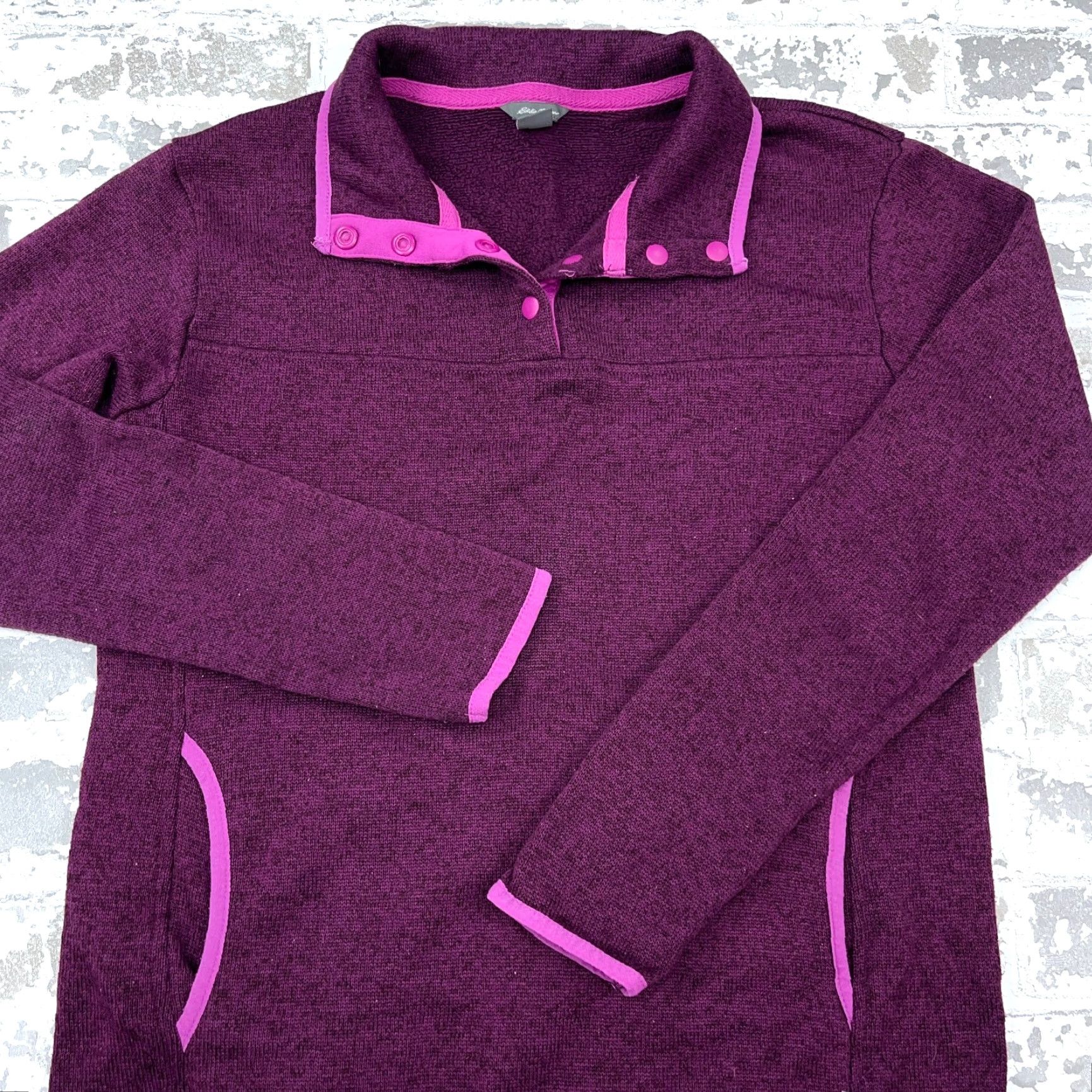 Eddie Bauer Eddie Bauer Sweater Women Small Purple Pink Pullover Fleece Snap Heather Hike Size S / US 4 / IT 40 - 2 Thumbnail