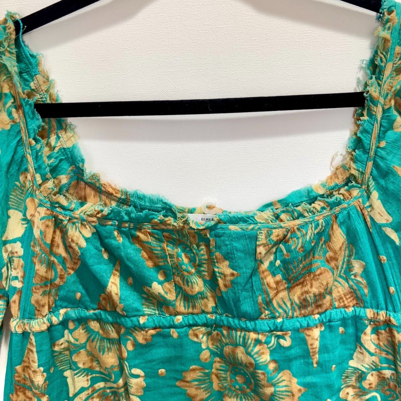 Diane von Furstenberg Diane von Furstenberg Green Gold Print Dress Womens 4 Boho Size S / US 4 / IT 40 - 3 Thumbnail
