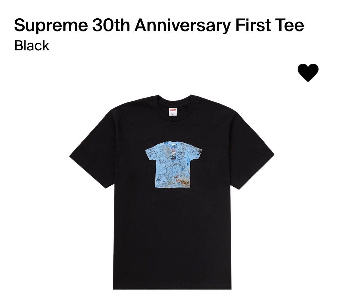 image of Supreme 30Th Anniversary First Tee, Black Size L New Authentic, Men's