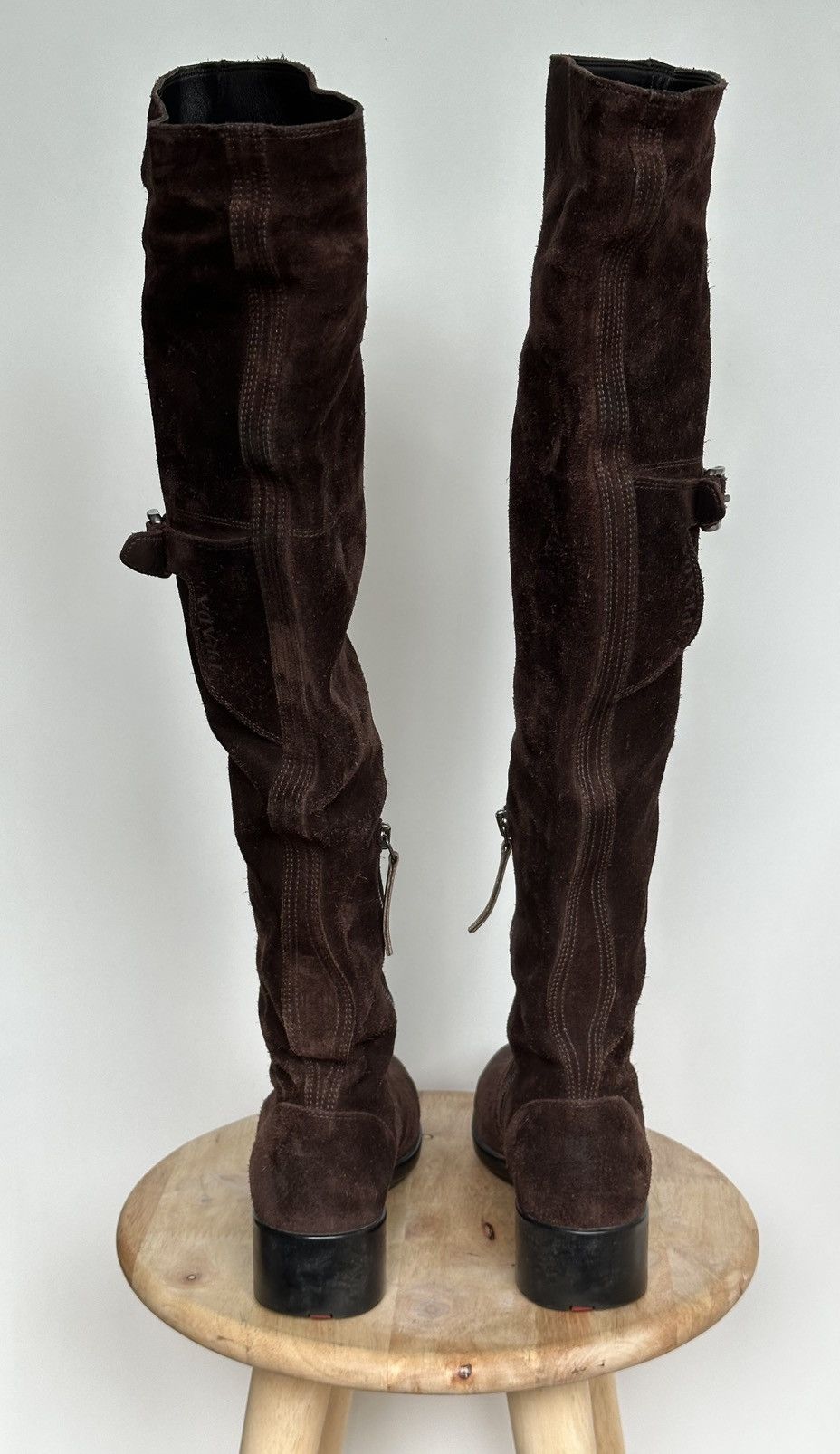 Designer × Prada Prada suede over the knee boots Size US 7 / IT 37 - 4 Thumbnail