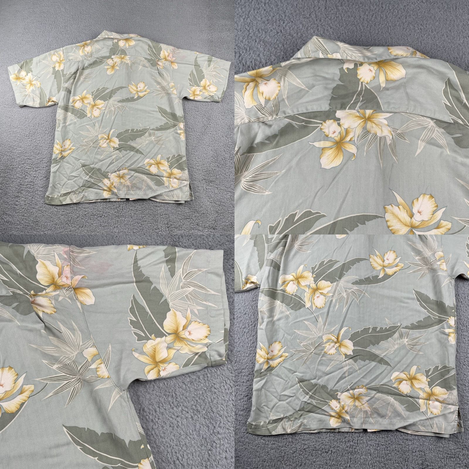 Tommy Bahama VINTAGE Tommy Bahama Shirt Green Floral Silk Button-Up Short Sleeve L Mens Size US L / EU 52-54 / 3 - 9 Thumbnail