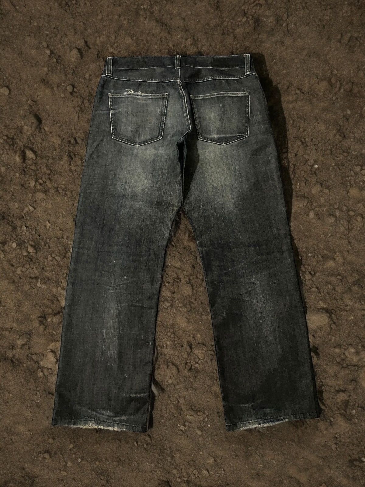 Japanese Brand Vintage Japan Back Number Black Wash Distressed Jeans Denim Size US 35 - 7 Thumbnail
