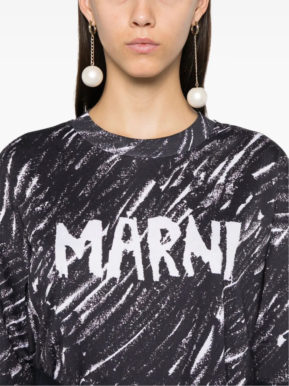 Marni o1y1125 T-Shirt in Black/White Size S / US 4 / IT 40 - 3 Thumbnail