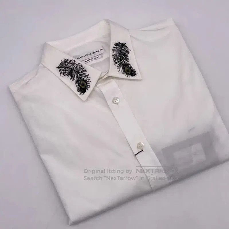 Alexander McQueen Alexander McQueen White Cotton Long Sleeve Shirt . Size US L / EU 52-54 / 3 - 5 Thumbnail