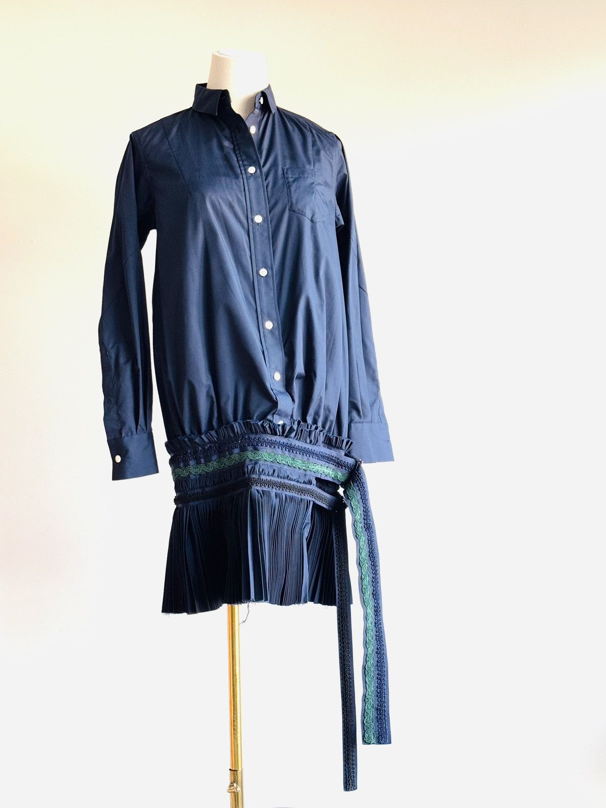 Japanese Brand × Sacai Sacai fall 15 drop waist pleated belted embellished dress 1 Size S / US 4 / IT 40 - 1 Thumbnail