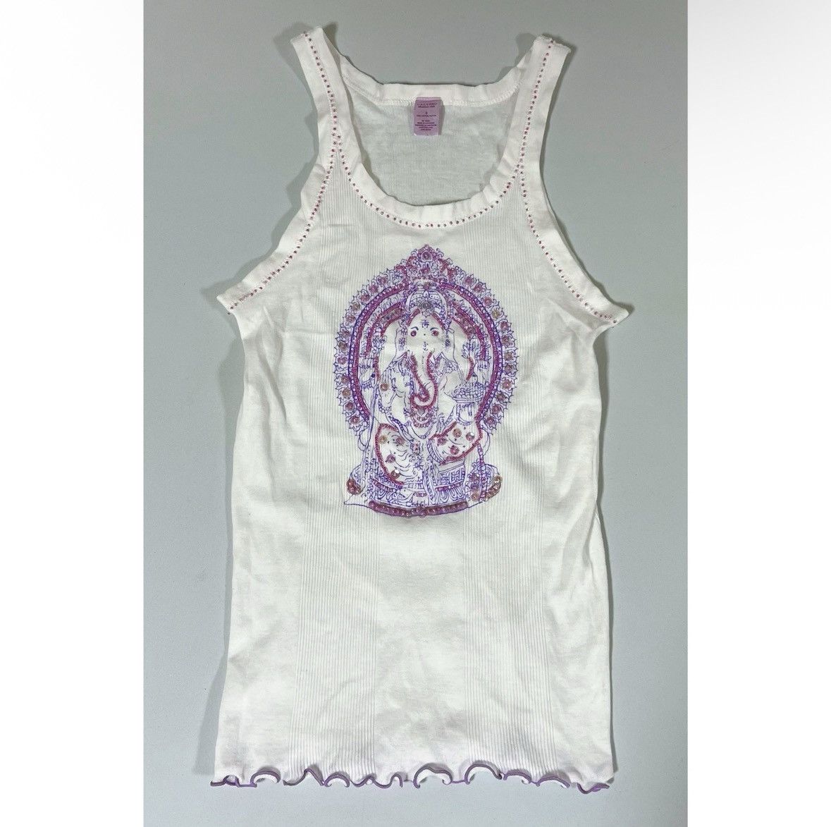 Calypso St Barth White Beaded Sequin ‘Ganesha’ Tank Top Shirt Blouse Size S 💜 Size S / US 4 / IT 40 - 1 Thumbnail
