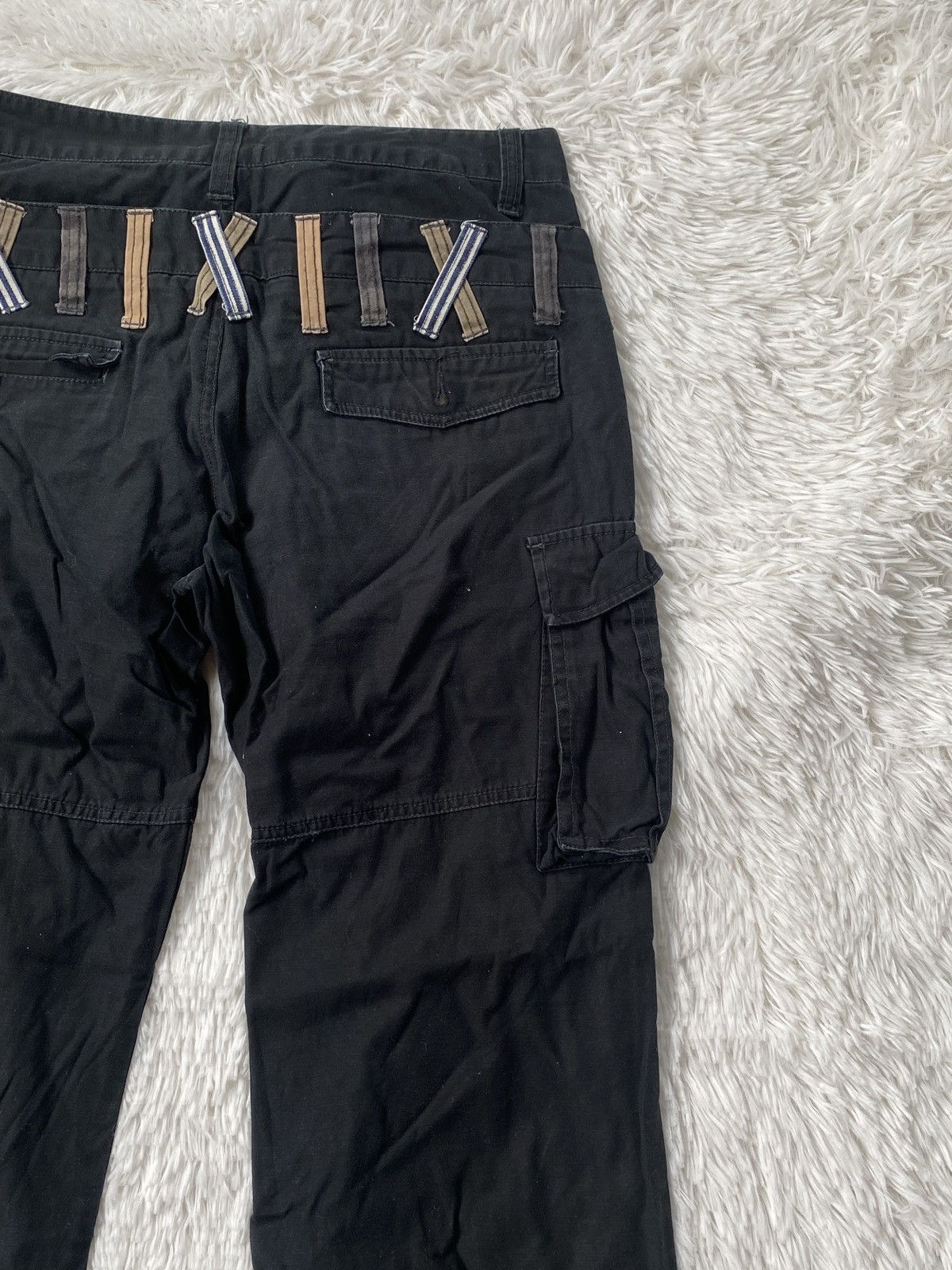 Japanese Brand × Seditionaries 🔥RARE🔥Dominated Handcrafted Double waist Black Cargo Pant Size US 31 - 14 Thumbnail