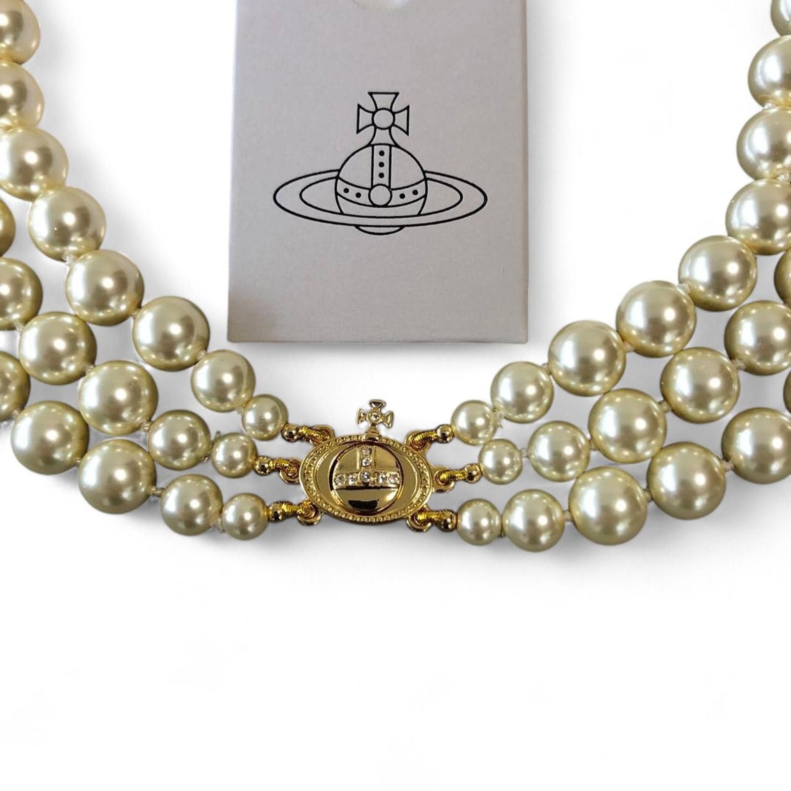 Vivienne Westwood Vivienne Westwood - Triple Strand Pearl Necklace Orb Size ONE SIZE - 5 Thumbnail